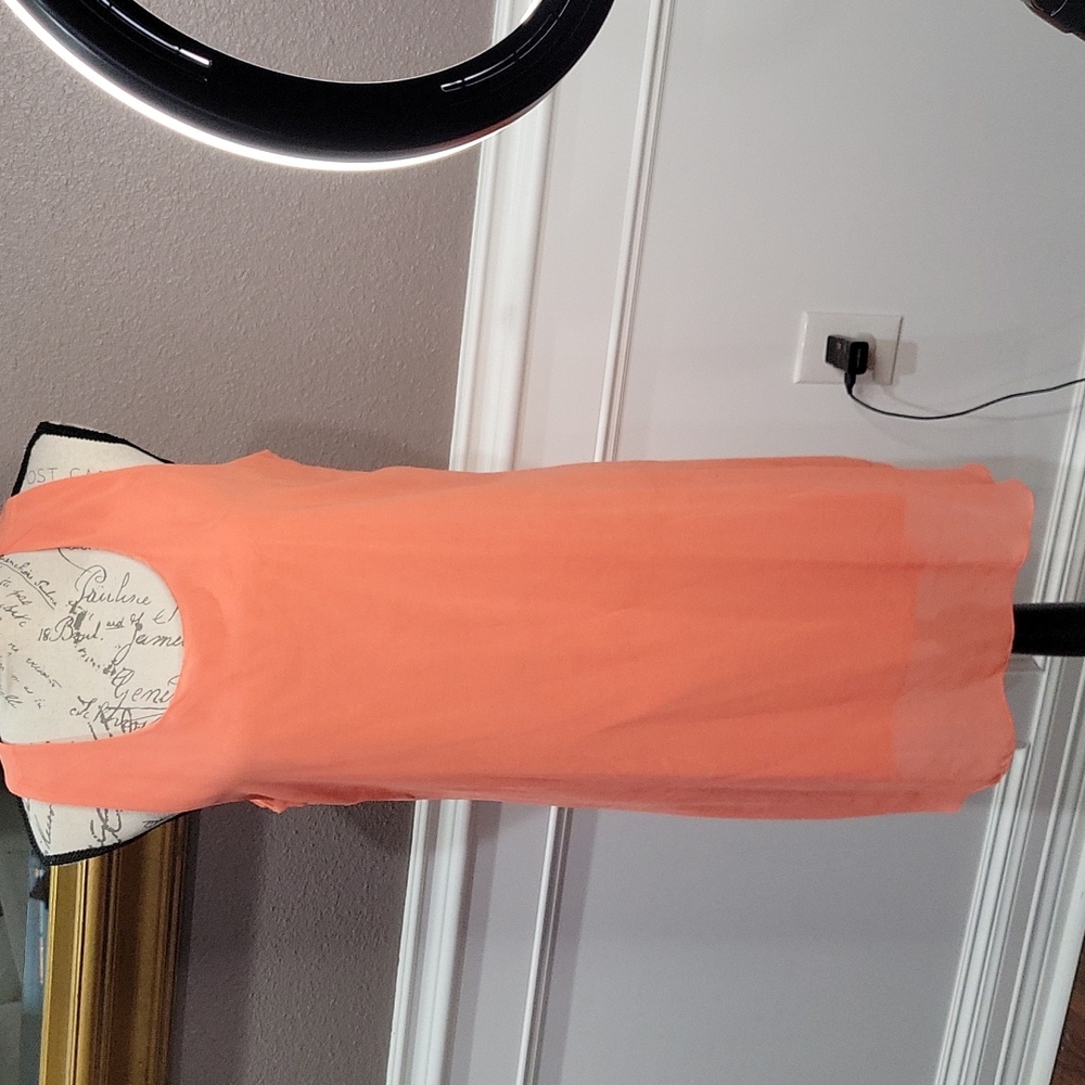 Sheer Orange Sleeveless Dress by Fashion Collection size XL